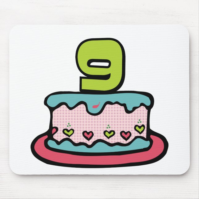 9 Year Old Birthday Cake Mouse Mat (Front)