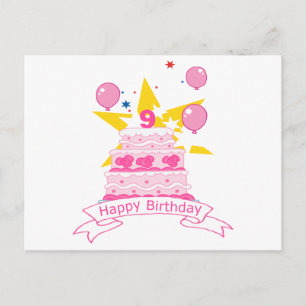 9 Year Old Birthday Cake Postcard