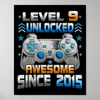 9 Year Old Birthday Kids Boy Gamer 9 Yr Level 9 Un