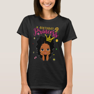 9 Year Old Birthday Princess 9th Birthday Melanin T-Shirt