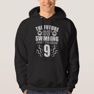 9 Year Old Birthday Swimming Swim Team Hoodie