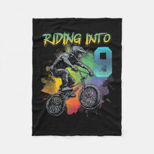9 Year Old Bmx Birthday Boy Bicycle 9th Bmx Rider Fleece Blanket