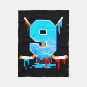 9 Year Old Boys 9th Birthday Ice Hockey Ice Cream Fleece Blanket