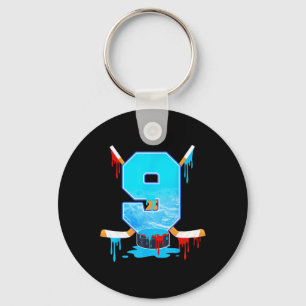 9 Year Old Boys 9th Birthday Ice Hockey Ice Cream Key Ring