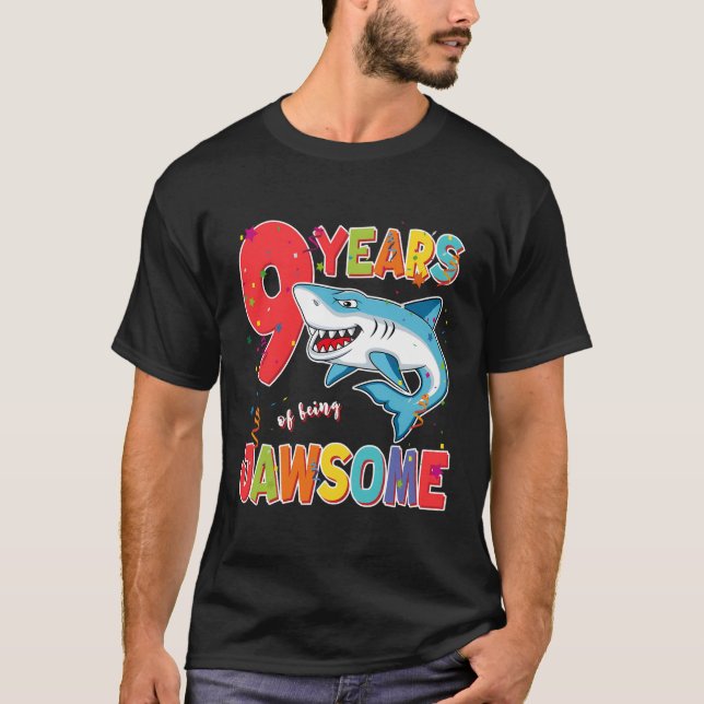 9 Year Old Boys Kids Jawsome Shark 9Th Nine Year B T-Shirt (Front)