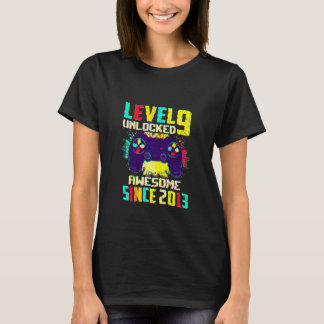 9 Year Old Boys Teens Level 9 Unlocked 9th Birthda T-Shirt