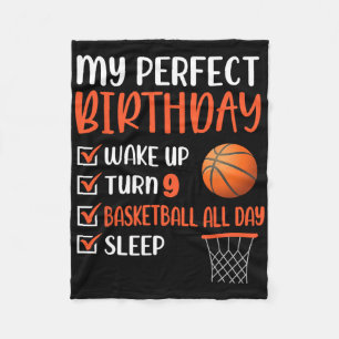 9 Year Old Bysketbyll Birthday Party 9th Boy Bday Fleece Blanket