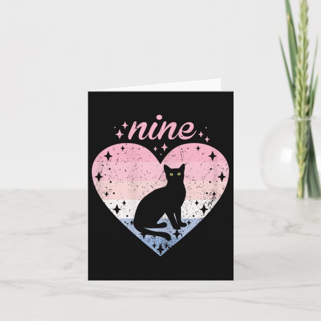 9 Year Old Cute Cat Birthday Girl 9th B-day  Card (Front)