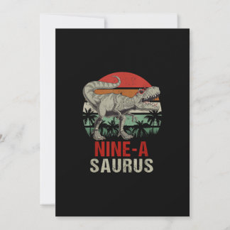 9 Year Old Dinosaur Birthday 9th T Rex Dino 9 Saur Invitation