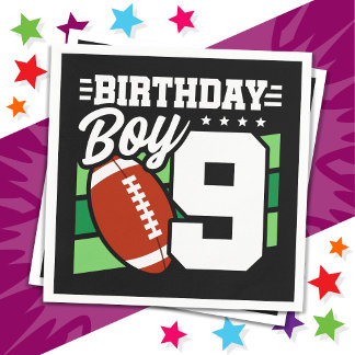 9 Year Old Football Party Theme 9th Birthday Boy Napkin