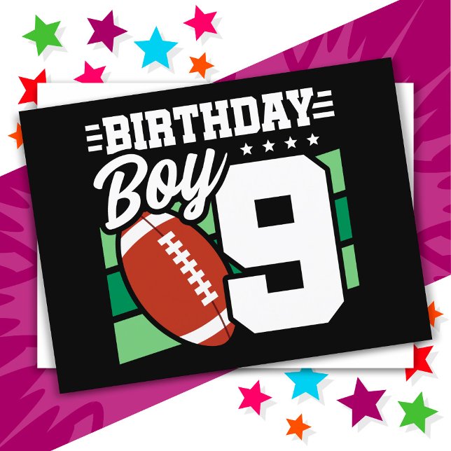 9 Year Old Football Party Theme 9th Birthday Boy Postcard (Creator Uploaded)