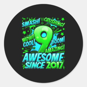 9 Year Old For Boys 9th Birthday Boy 9 Year Old Bo Classic Round Sticker