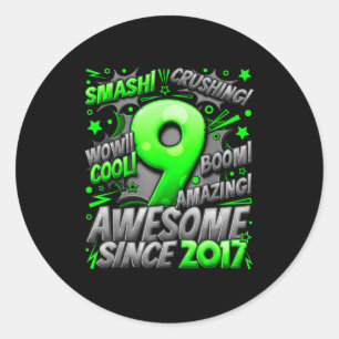 9 Year Old For Boys 9th Birthday Boy 9 Year Old Bo Classic Round Sticker