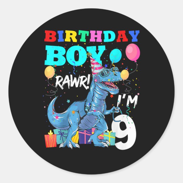 9 Year Old Gift 9th Birthday Boy 9th Birthday T Re Classic Round Sticker (Front)