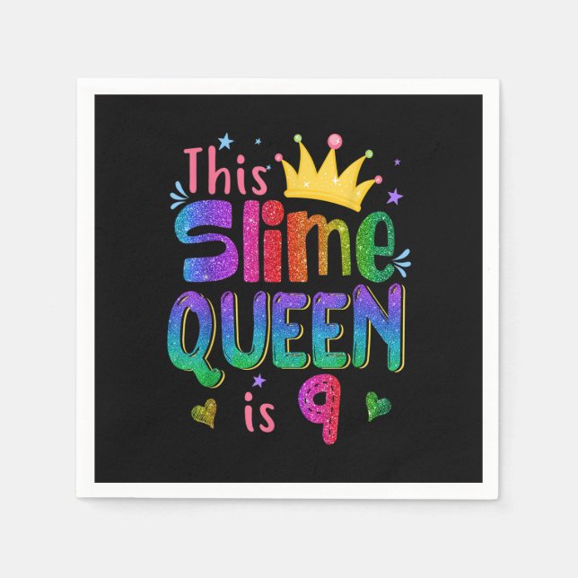 9 Year Old Gift This slime queen is 9th Birthday G Napkin (Front)