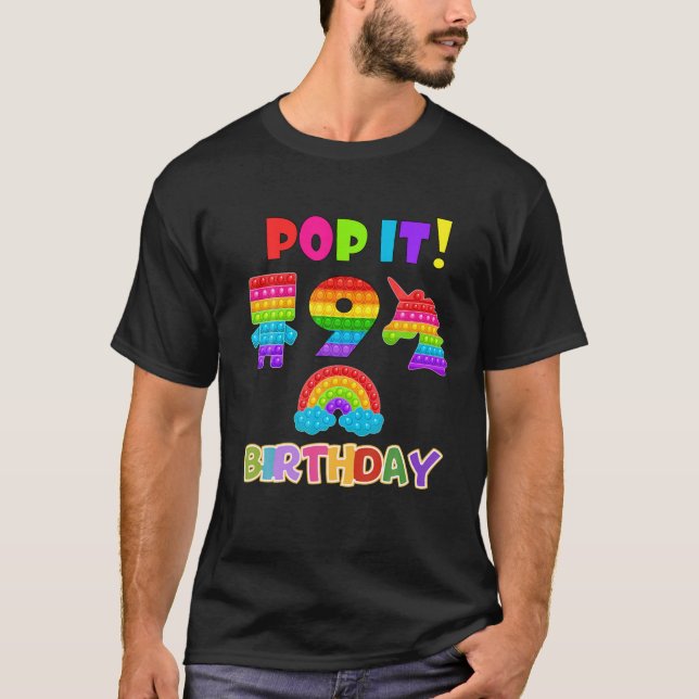 9 Year Old Gifts Birthday Boy Pop It 9 T-Shirt (Front)