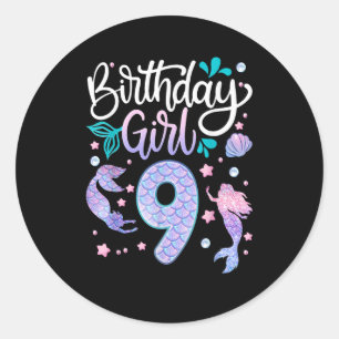 9 Year Old Gifts Birthday Girl Kids 9th Birthday M Classic Round Sticker