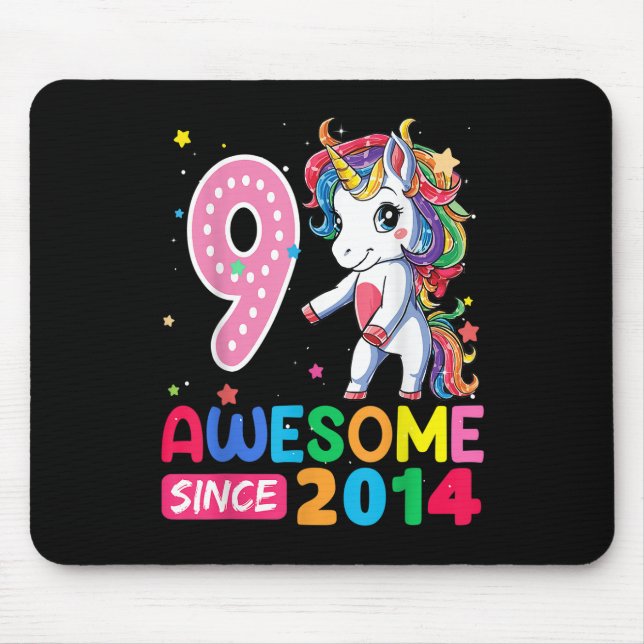 9 Year Old Gifts Girls Teens Flossing Unicorn 9th  Mouse Mat (Front)