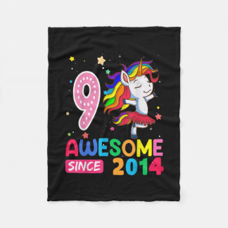 9 Year Old Gifts Girls Teens Funny Unicorn 9th Bir Fleece Blanket