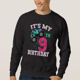 9 Year Old Girl 9th Birthday Monster Truck Boy Cru Sweatshirt
