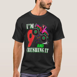 9 Year Old Girl 9th Birthday Monster Truck Boy Cru T-Shirt