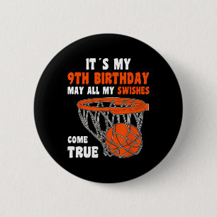 9 Year Old Happy 9th Birthday Basketball 9th Birth 6 Cm Round Badge