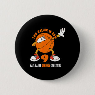 9 Year Old Happy 9th Birthday Basketball 9th Birth 6 Cm Round Badge