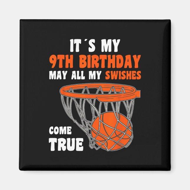 9 Year Old Happy 9th Birthday Basketball 9th Birth Magnet (Front)