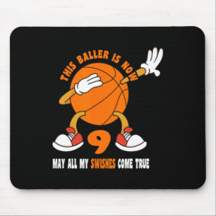 9 Year Old Happy 9th Birthday Basketball 9th Birth Mouse Mat