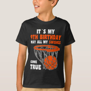 9 Year Old Happy 9th Birthday Basketball 9th Birth T-Shirt