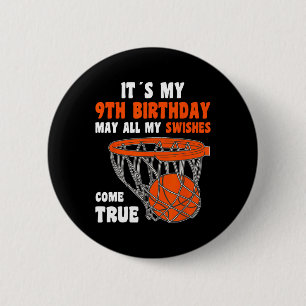 9 Year Old Happy 9th Birthday Bysketbyll 9th Birth 6 Cm Round Badge