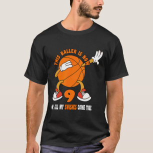 9 Year Old Happy 9th Birthday Bysketbyll 9th Birth T-Shirt