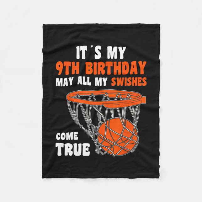 9 Year Old Happy 9th Birthday Sketll 9th Birthday  Fleece Blanket (Front)