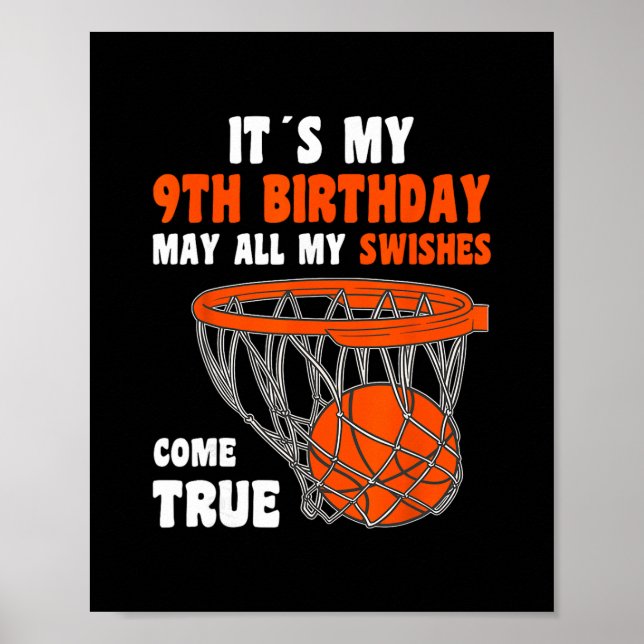 9 Year Old Happy 9th Birthday Sketll 9th Birthday  Poster (Front)