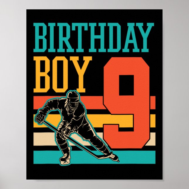 9 Year Old Ice Hockey Themed 9th Birthday Party Su Poster (Front)
