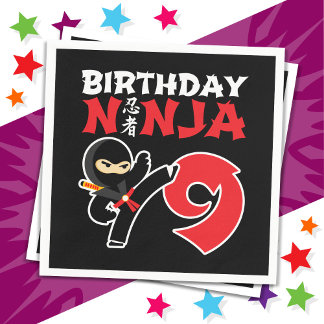 9 Year Old Karate Ninja Party Kids 9th Birthday Napkin
