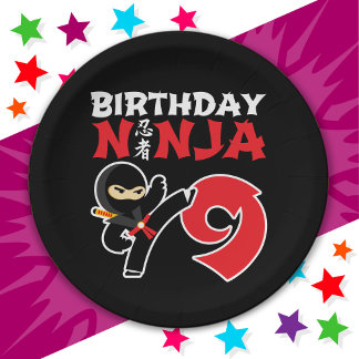9 Year Old Karate Ninja Party Kids 9th Birthday Paper Plate