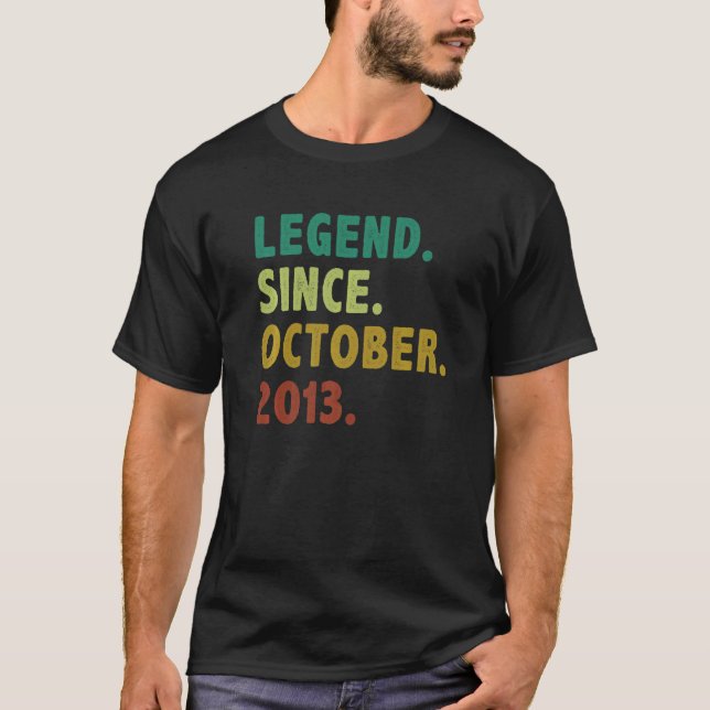 9 Year Old  Legend Since October 2013 9th Birthday T-Shirt (Front)