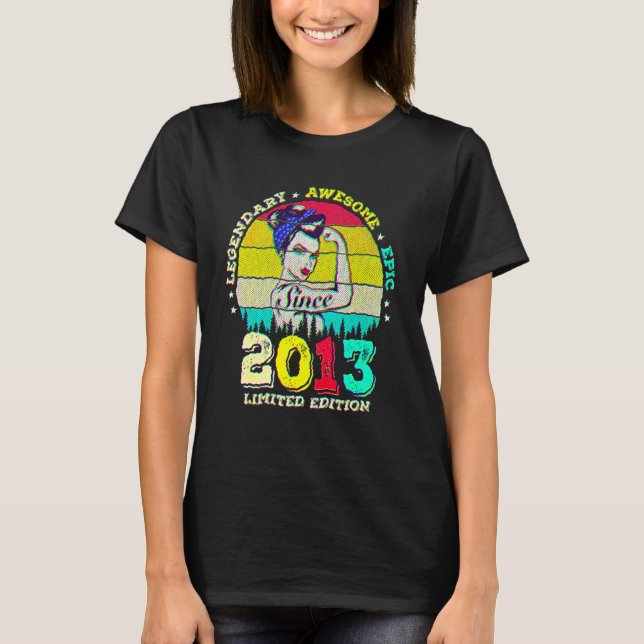 9 Year Old Legendary Since 2013 Awesome 9th Birthd T-Shirt (Front)