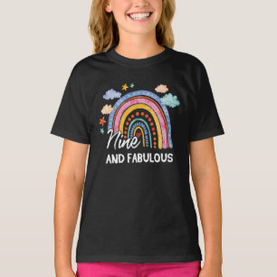 9 Year Old Nine And Fabulous 9th Birthday Rainbow T-Shirt