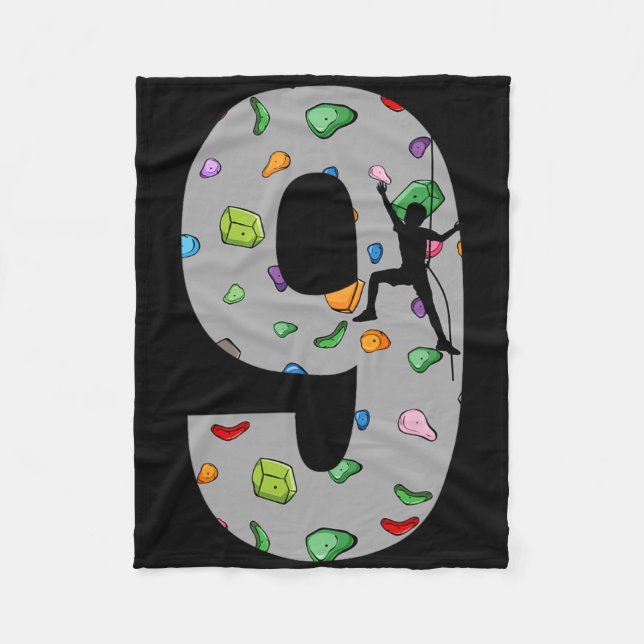 9 Year Old Rock Climbing 9th Birthday Adventure Cl Fleece Blanket (Front)