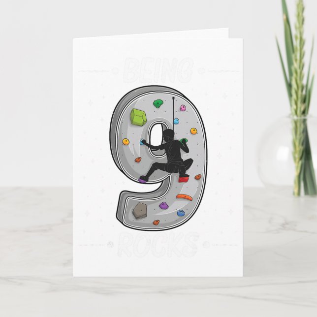 9 Year Old Rock Climbing 9th Birthday Adventures C Card (Front)