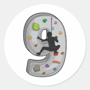 9 Year Old Rock Climbing 9th Birthday Adventures C Classic Round Sticker