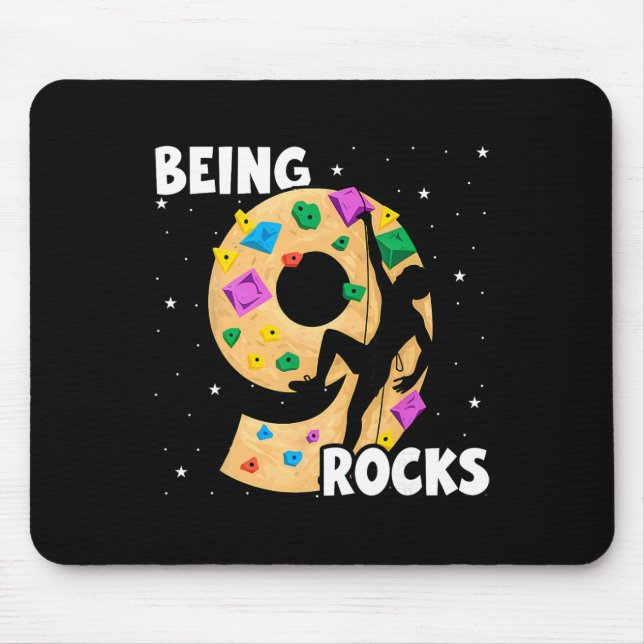9 Year Old Rock Climbing 9th Birthday Adventures C Mouse Mat (Front)