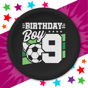 9 Year Old Soccer Football Party 9th Birthday Boy Paper Plate