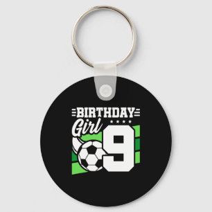 9 Year Old Soccer Football Party 9th Birthday Girl Key Ring