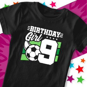 9 Year Old Soccer Football Party 9th Birthday Girl T-Shirt