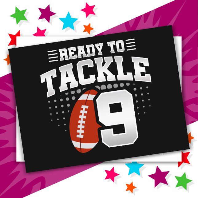 9 Year Old Tackle Football Party Kids 9th Birthday Postcard (Creator Uploaded)