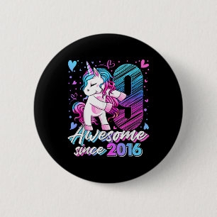 9 Year Old Unicorn Gifts For Girls 9th Birthday Gi 6 Cm Round Badge