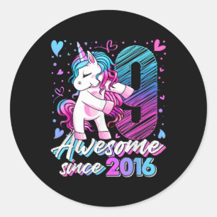 9 Year Old Unicorn Gifts For Girls 9th Birthday Gi Classic Round Sticker
